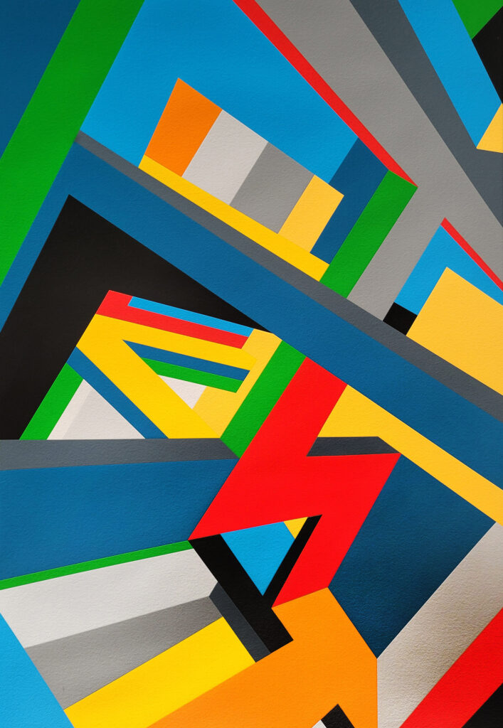Photograph of an Abstract Geometric Painting and Print